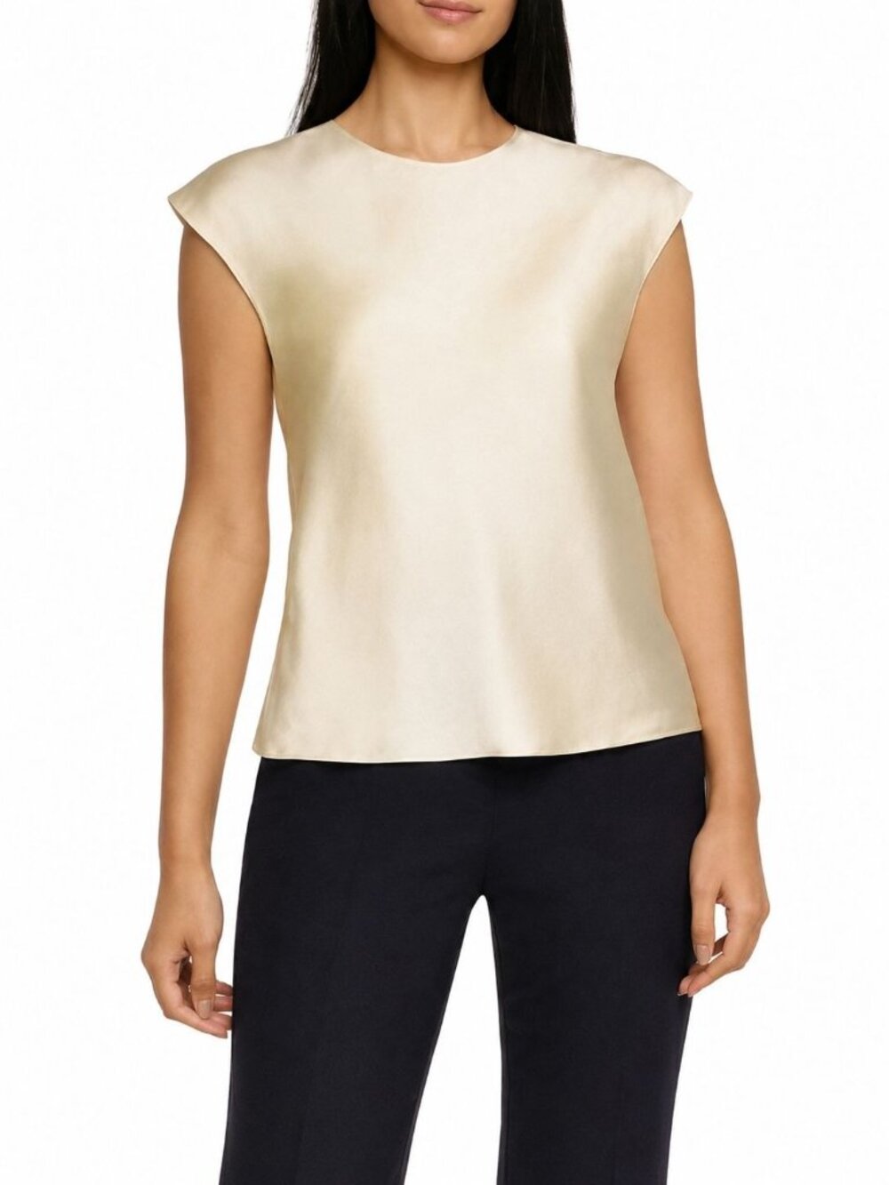 Express Ivory Satin Cap Sleeve Blouse Womens Size M New With Tags